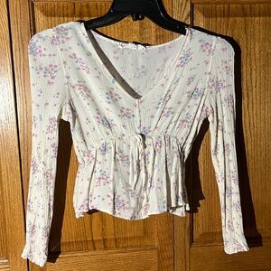 White floral long sleeve top